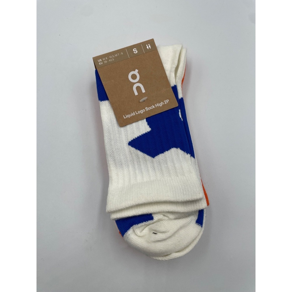 On Liquid Logo Sock High 2UF10130849 Unisex Small‎ Ivory Flame Socks 2-Pack NWT